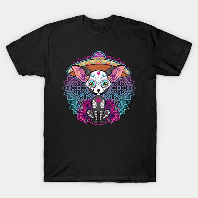 Day of the Dead Chihuahua Colorful Día de Los Muertos T-Shirt by creative